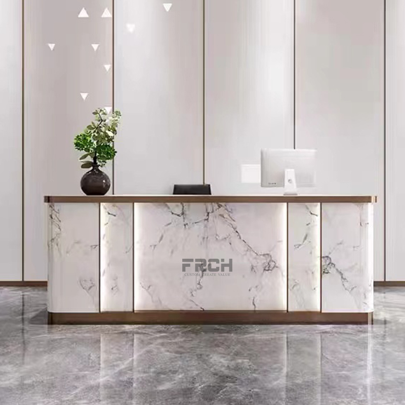 modern standing curved hotel reception counter